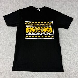 Nu Look T-Shirt XS Black Bully Free Zone Captain Ace Graphic Cotton Short Sleeve